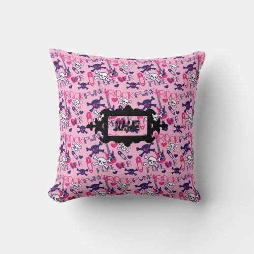 Punk Rock Forever Teen Girl room decor personalize Throw Pillow