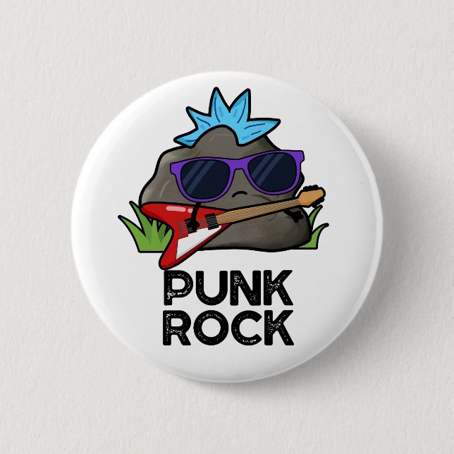 Punk Rock Funny Music Pun  Button (Front)
