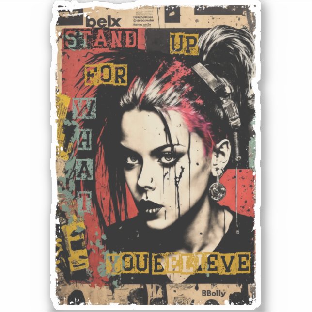 Punk Rock Girl Street Art Quote Graffiti Grunge   Sticker (Front)