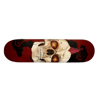 Punk Rock Gothic Skull with Red Mohawk Skateboard