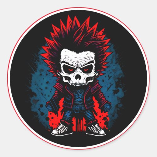 Punk Rock Grunge Zombie Colorful Skull Cool Design Classic Round Sticker