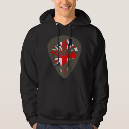 Punk Rock Guitar On Uk Union Jack Flag For Punks N Hoodie