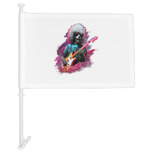 Punk Rock Guitar Poodle Dog Guitarist T-Shirt Car Flag