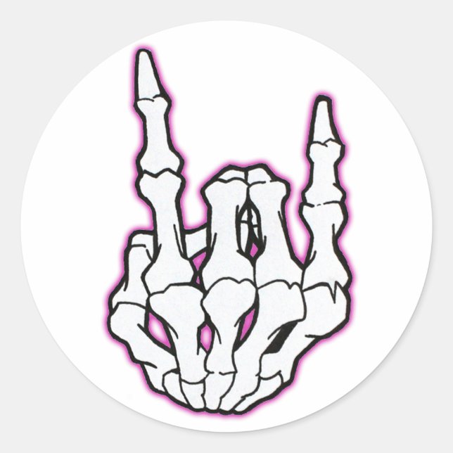 Punk Rock/Heavy Metal Skeleton Horns Classic Round Sticker (Front)