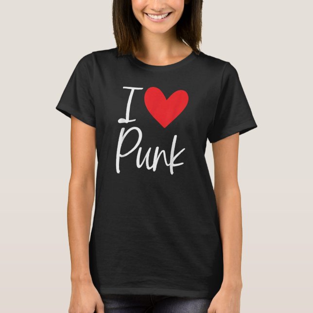 Punk Rock I Love Punk Punker Rocker 80s 90s Plaid  T-Shirt (Front)