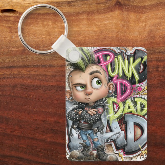 Punk Rock Mohawk Dad Keychain (Front)