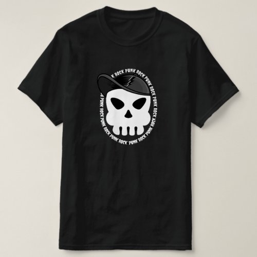 Punk Rock Music Skull Cap Rocker White Lightning T_Shirt