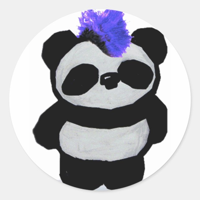Punk Rock Panda Classic Round Sticker (Front)