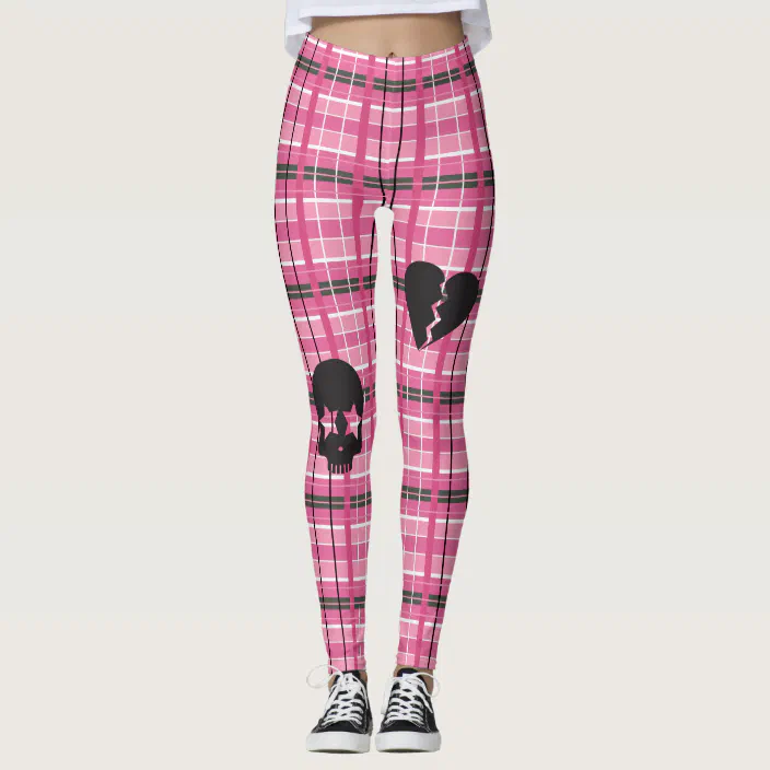 Preppy pink pastel plaid leggings