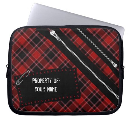 Punk Rock Plaid, Zips, Safety Pins And Patch Bag