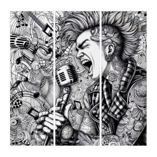 Punk Rock Rebel Madness Triptych Wall Art