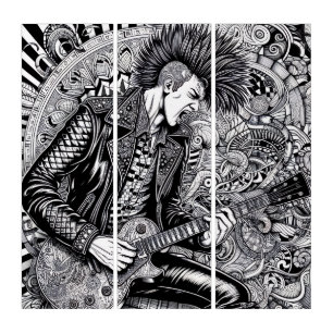 Punk Rock Rebel Madness Triptych Wall Art