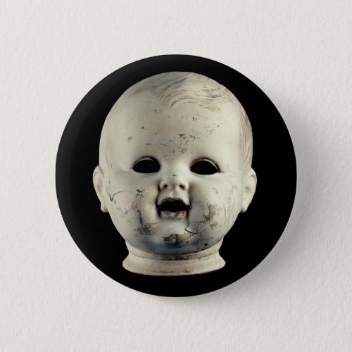 Punk Rock Scary Baby Doll Head Haunted Button