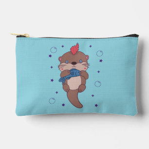 Punk Rock Sea Otter with Fish Funny Animal Art Accessory Pouch