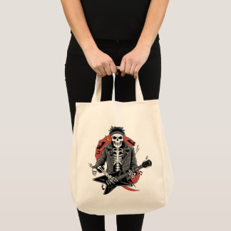 Punk Rock Skeleton Halloween – Edgy Spooky Fashion Tote Bag