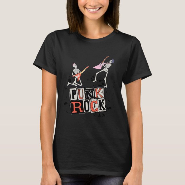 Punk Rock Skeleton Music Concert T-Shirt (Front)