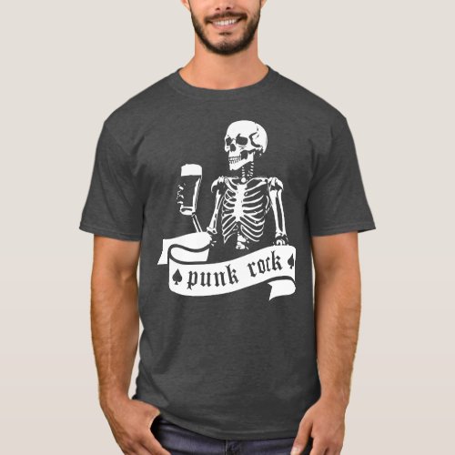 punk rock skeleton T_Shirt
