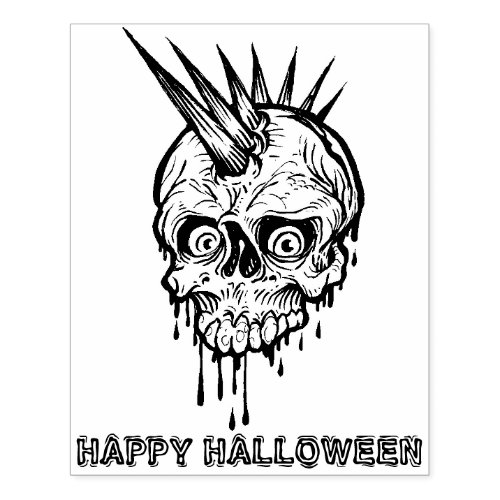  Punk Rock Skull Halloween  Rubber Stamp