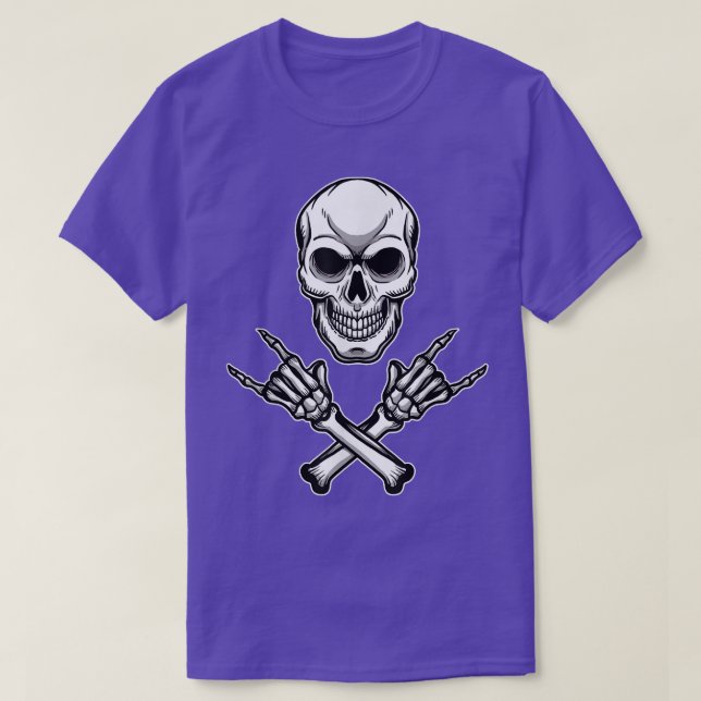 Punk Rock Skull Skeleton Heavy Metal Rock And Roll T-Shirt (Design Front)
