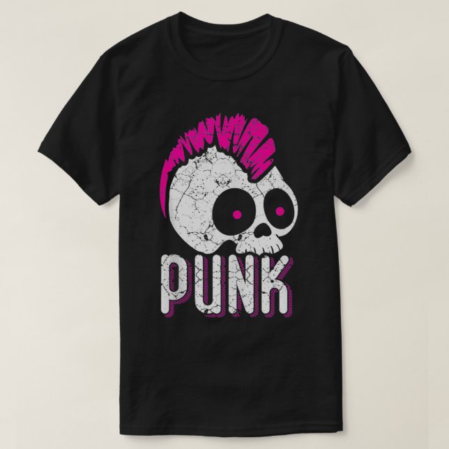 Punk Rock Skull Skeleton Rocker Fans Gift  T-Shirt (Design Front)