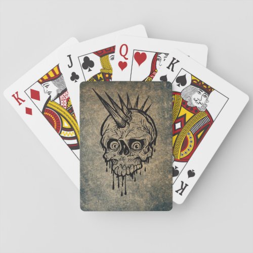 Punk Rock Skull With Mohawk  Playing Cards