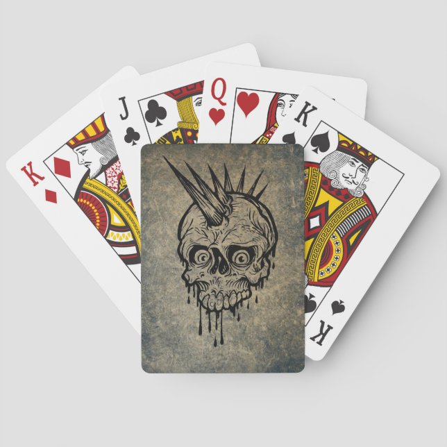 Punk Rock Skull With Mohawk  Poker Cards (Back)