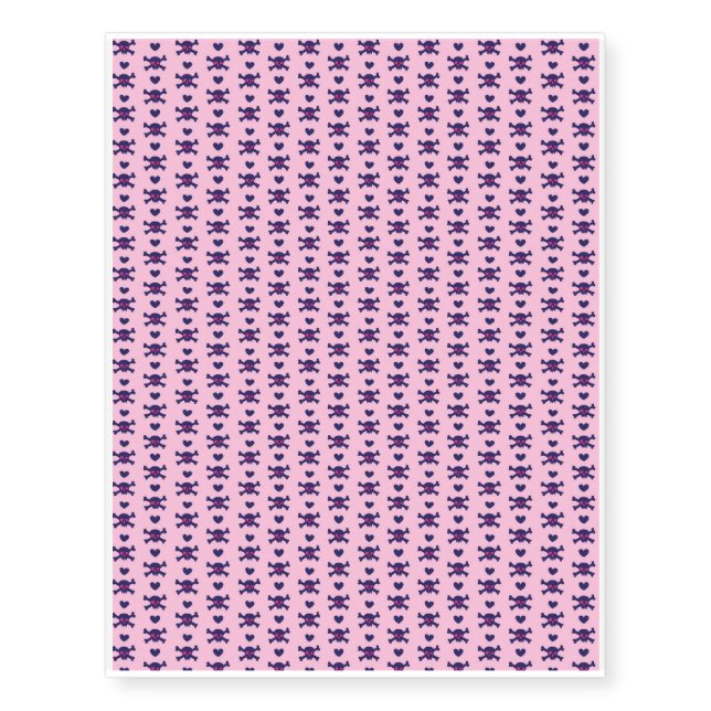 Punk Rock Skulls on Pink Temporary Tattoos (Front)