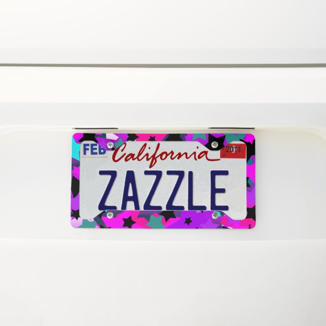 Punk Rock Star Crazy License Plate Frame (On Car)