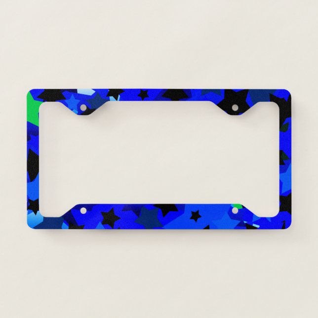 Punk Rock Stars Blue License Plate Frame (Front)