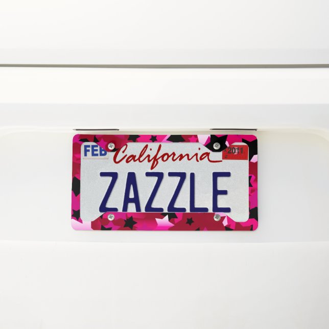Punk Rock Stars Pink License Plate Frame (On Car)