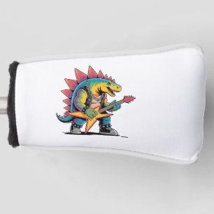 Punk Rock Stegosaurus Dinosaur Playing Guitar Golf Head Cover