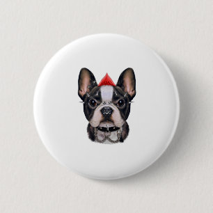 Punk Rock Style French Bulldog For Dog Lover Button
