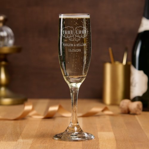 Punk Rock Tattoo Hands Custom Wedding Champagne Flute