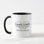 Punk Rock Tattoo Hands True Love 16th Anniversary Mug<br><div class="desc">Add your names to create a personalized anniversary gift. This tote bag features a simple graphic in black with two fists with "TRUE LOVE" spelled out in tattoo letters on the fingers with your names (or other text) below in typewriter style font. Since the sixteenth anniversary is traditionally coffee or...</div>