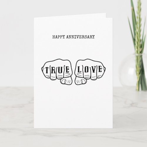 Punk Rock Tattoo Hands True Love Anniversary Card