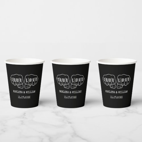 Punk Rock Tattoo Hands True Love Minimalist Paper  Paper Cups