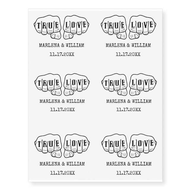 Punk Rock Tattoo Hands True Love Wedding (Front)