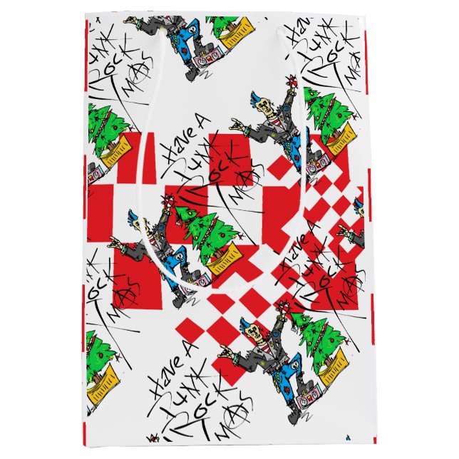 PUNK ROCK XMAS w/ CHECKERED Medium Gift Bag (Front)