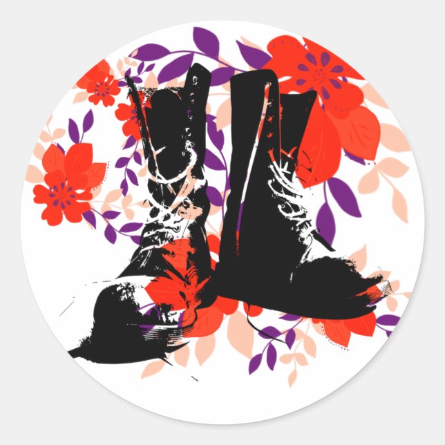 Punk Rocker Boots - streetstyle Classic Round Sticker (Front)