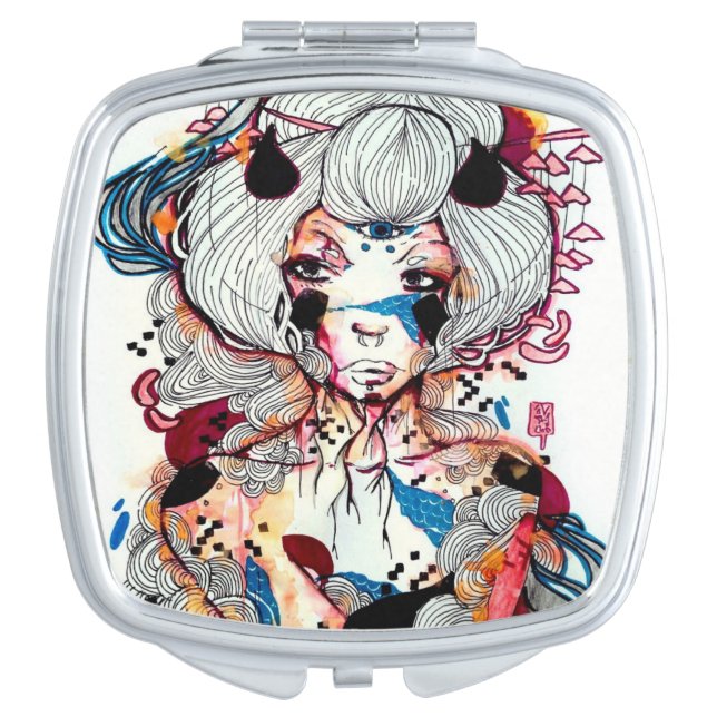 Punk Rocker edgy Asian Japanese Geisha Makeup Mirror (Front)