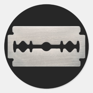 PUNK ROCKER RAZOR BLADE CLASSIC ROUND STICKER