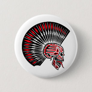 Punk Rocker Skull Tattoo Pinback Button