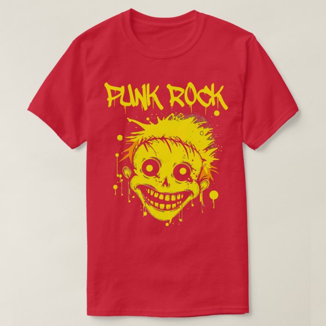 Punk Rocker Trippy Face Punk Rock T-Shirt (Design Front)