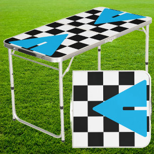 Punk Rocker with Blue Cup Triangles Tailgate Beer Pong Table