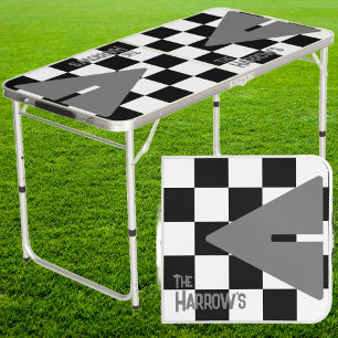 Punk Rocker with Dark Gray  Name Tailgate Beer Pong Table