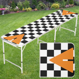 Punk Rocker with Orange Cup Triangles Beer Pong Table