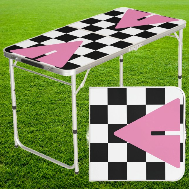 Punk Rocker with Pink Cup Triangles Tailgate Beer Pong Table (Creator Uploaded)