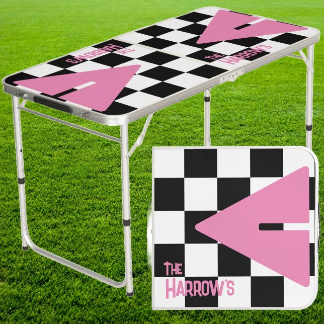 Punk Rocker with Pink Name Tailgate Beer Pong Table (Creator Uploaded)