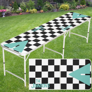 Punk Rocker with Teal Name Beer Pong Table