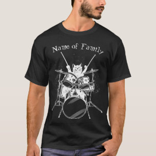 Punk Rockstar Kitten Kitty Cat Drummer Playing Men T-Shirt